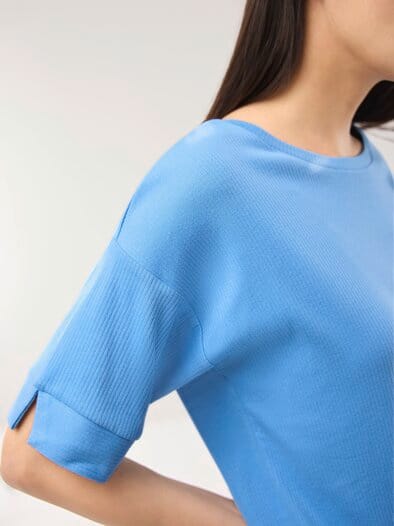 Blousonshirt in Rippenstruktur Jeansblau