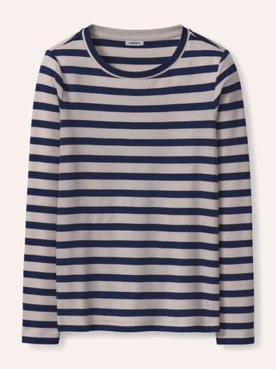 Baumwollshirt mit Ringel Creme/Nachtblau