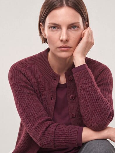 Cashmino Strickjacke Nahtlos Merlot