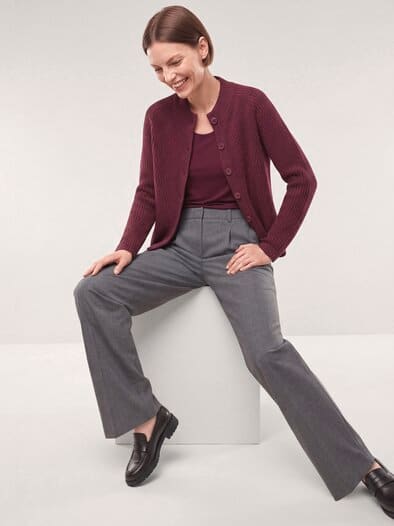 Cashmino Strickjacke Nahtlos Merlot
