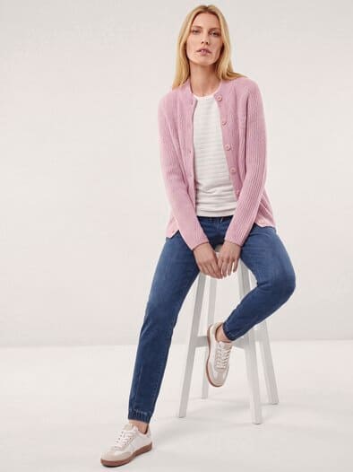 Cashmino Strickjacke Nahtlos Altrosa
