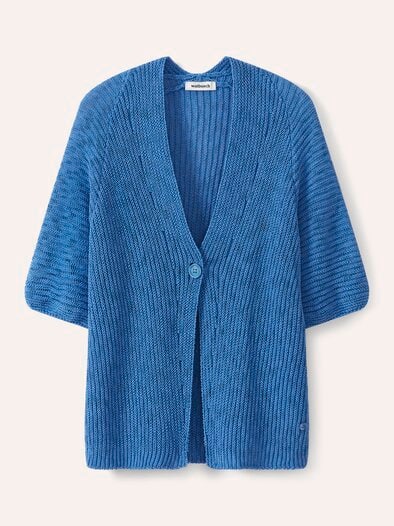 Bändchengarn Strickweste Jeansblau