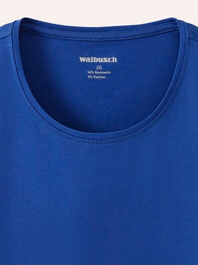 Baumwoll-Basic-Shirt Halbarm Tintenblau