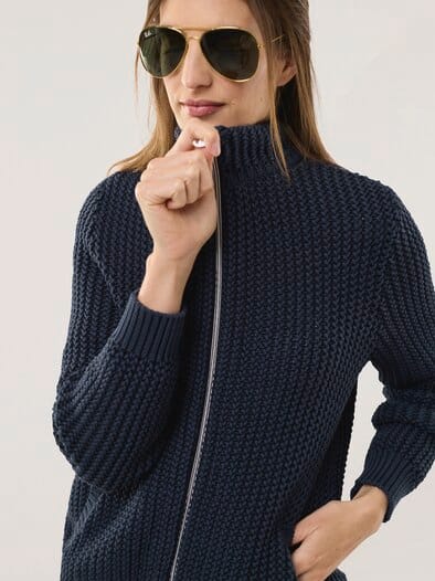 Reliefstruktur-Strickjacke Nachtblau