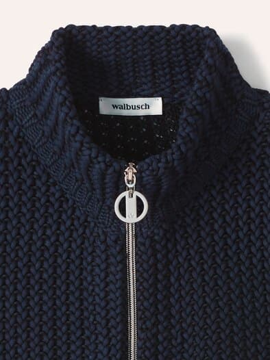 Reliefstruktur-Strickjacke Nachtblau