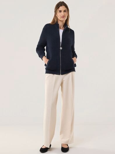 Reliefstruktur-Strickjacke Nachtblau