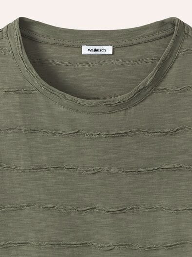 Baumwollshirt Streifenstruktur Khaki