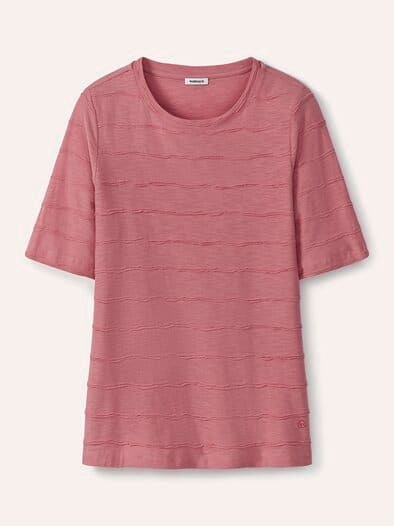Baumwollshirt Streifenstruktur Rosenholz