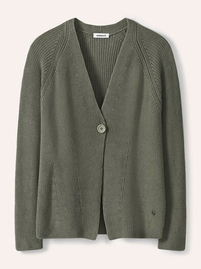 Strickjacke in Patentstrick Khaki