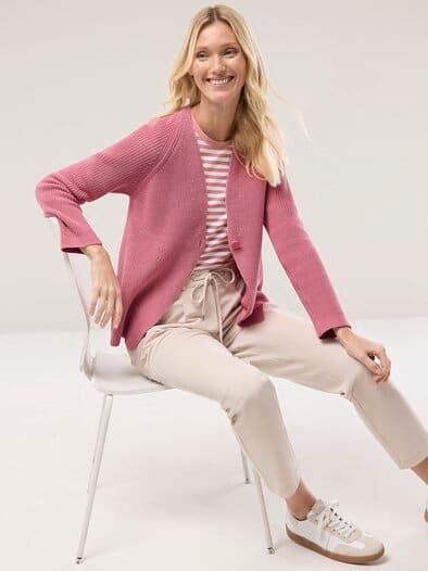 Strickjacke in Patentstrick Rosenholz