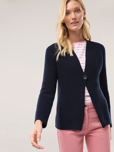 Strickjacke in Patentstrick Nachtblau