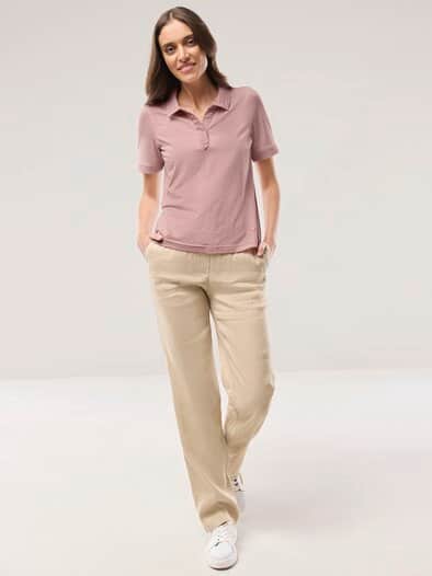 Poloshirt Lochstickerei Altrosa