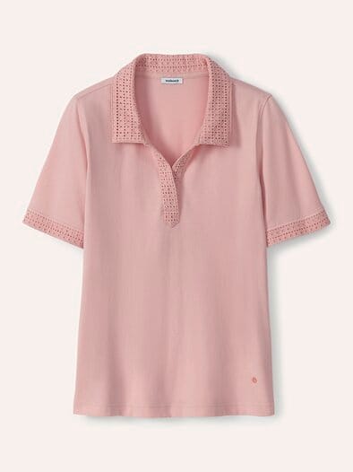 Poloshirt Lochstickerei Altrosa