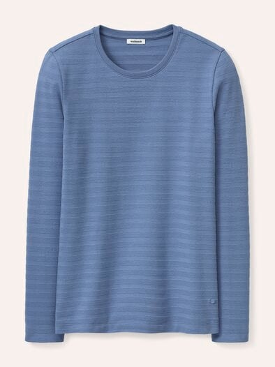 Baumwollshirt Reliefstruktur Smokey Blue