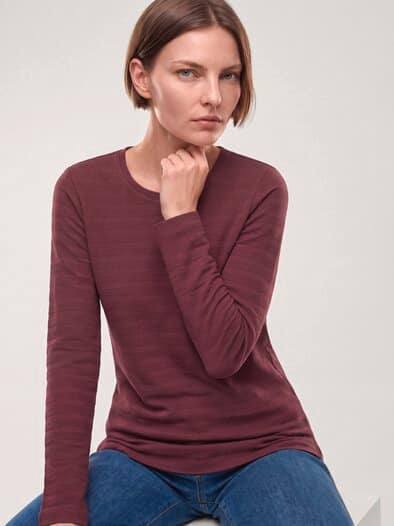 Baumwollshirt Reliefstruktur Merlot