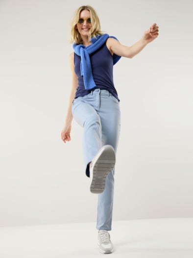 Extraglatt Baumwollhose Eisblau