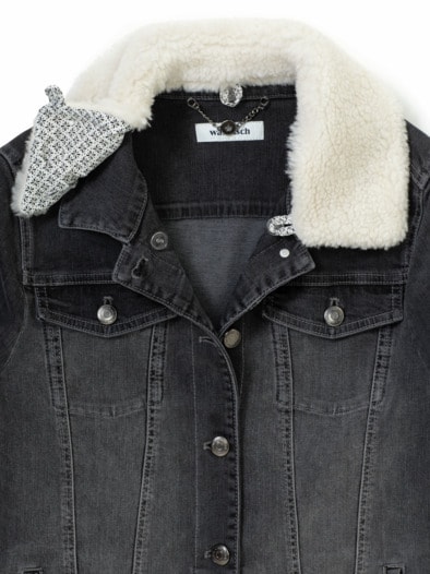 Jeansjacke Teddykragen Grey