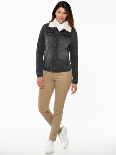 Jeansjacke Teddykragen Grey