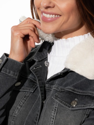 Jeansjacke Teddykragen Grey