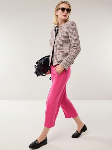Rundhalsjacke Sommertweed Fuchsia/Schwarz