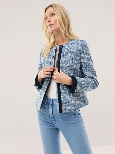 Boucleblazer mit Rundhals Blau