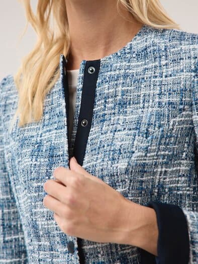 Boucleblazer mit Rundhals Blau