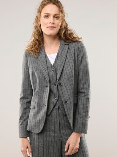 Flanellblazer mit Nadelstreifen Streifen Grau