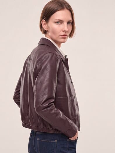 Blouson aus veganem Leder Merlot
