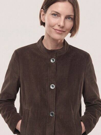 Cordjacke in A-Linie Kaffee