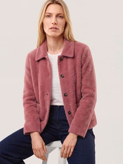 Flauschige Jacke Rosenholz
