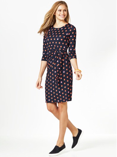 Wickeloptik-Jerseykleid Dots