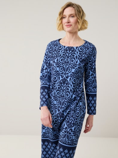 Jerseykleid Ornament Marine/Blau