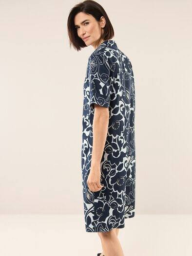 Hemdblusenkleid aus Baumwolle Schwarz/Weiß