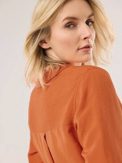 Leinenmixkleid Dunkelorange