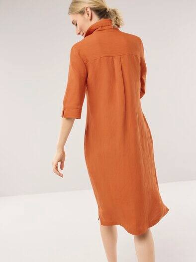 Leinenmixkleid Dunkelorange
