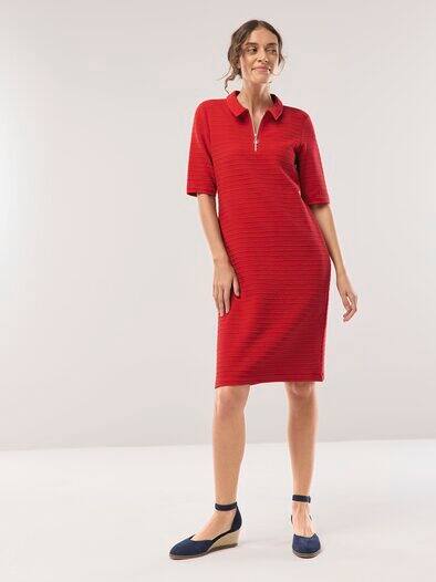 Polokleid mit Struktur Rot