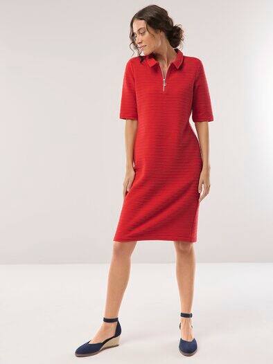 Polokleid mit Struktur Rot