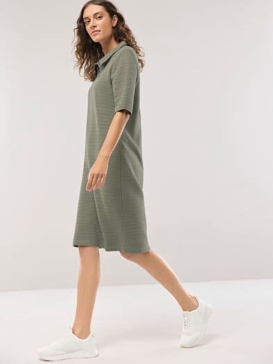 Polokleid mit Struktur Khaki