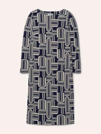 Jerseykleid mit Druck Marine/Kitt