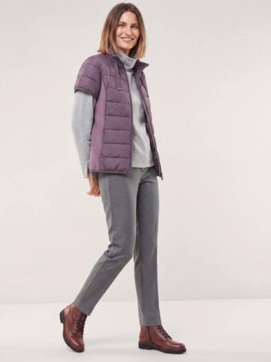 Steppweste mit Jerseyeinsatz Mauve