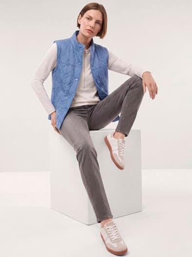 Steppweste mit Druckknöpfen Smokey Blue
