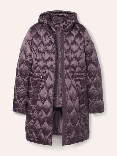 Leichter Steppmantel mit Tunnelzug Mauve