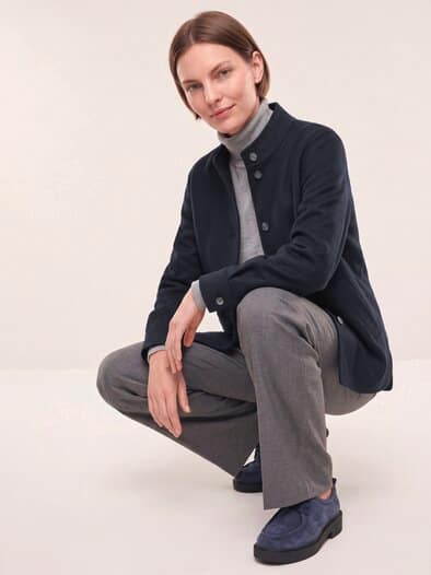 Weiche Doubleface Hemdjacke Nachtblau