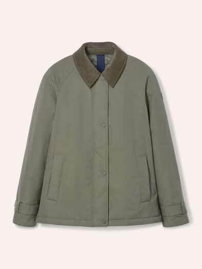 Jacke aus Baumwollmischung mit Cord Olivgrün