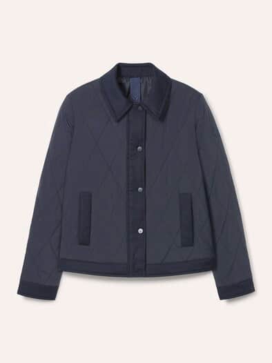 Kurze Steppjacke mit Materialmix Nachtblau