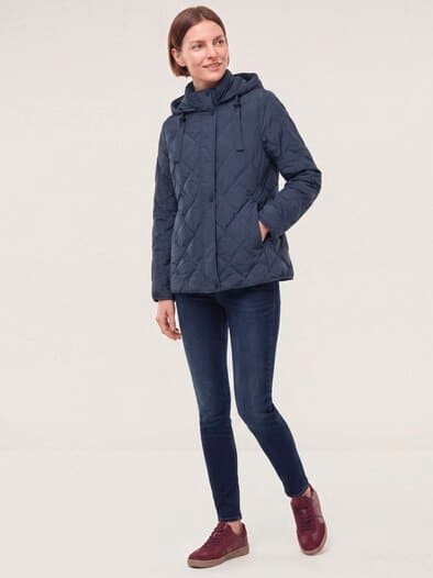 Leichte Steppjacke mit Rautenmuster ohne Nähte Nachtblau