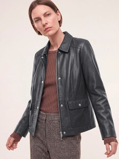 Kurze Jacke aus Lammnappa Schwarz