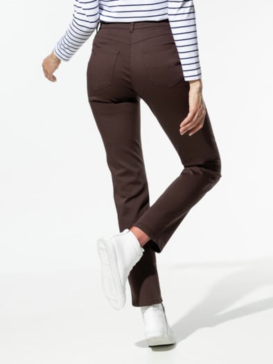 Extraglatt Baumwollhose Kaffeebraun