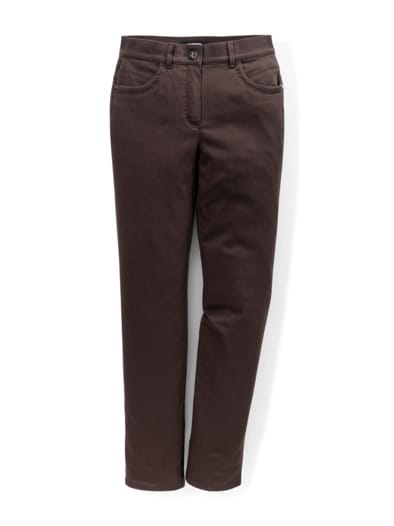 Extraglatt Baumwollhose Kaffeebraun