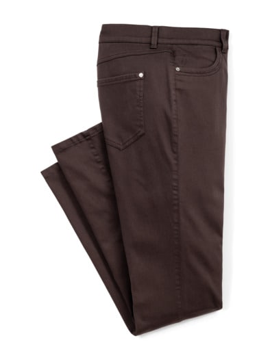 Extraglatt Baumwollhose Kaffeebraun